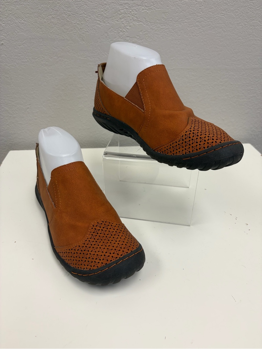 JBU Women's Slip-On Perforated Flats in Cognac